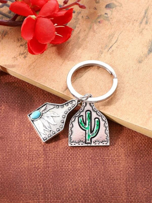 Cactus & Turquoise Keyrings
