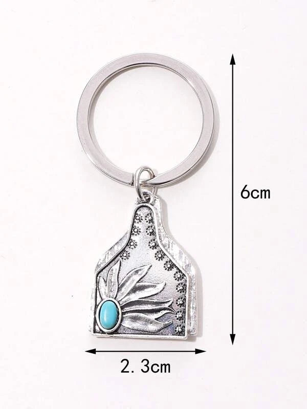 Cactus & Turquoise Keyrings