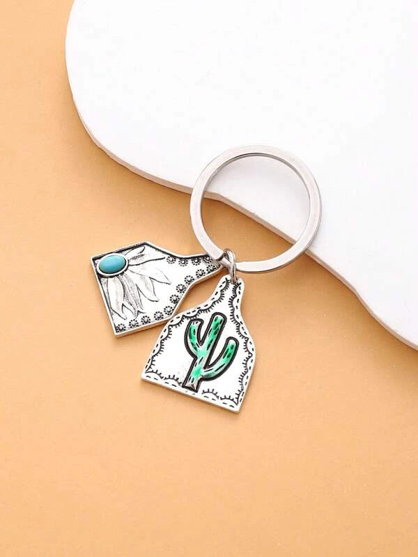 Cactus & Turquoise Keyrings