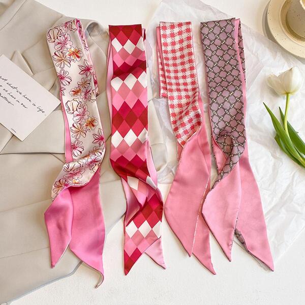Pink Pattern Twilly Scarf