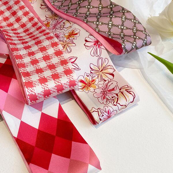 Pink Pattern Twilly Scarf