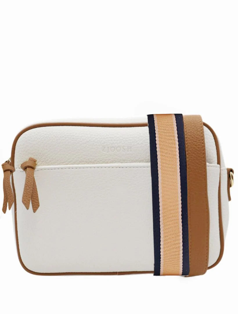 Leah Cross Body Bag Dual Tone White Tan