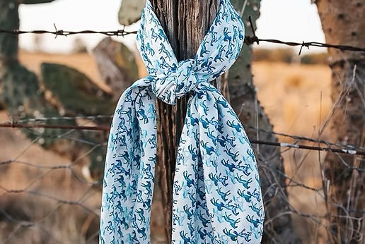 Blue Galloping Horse Silk Neck Scarf
