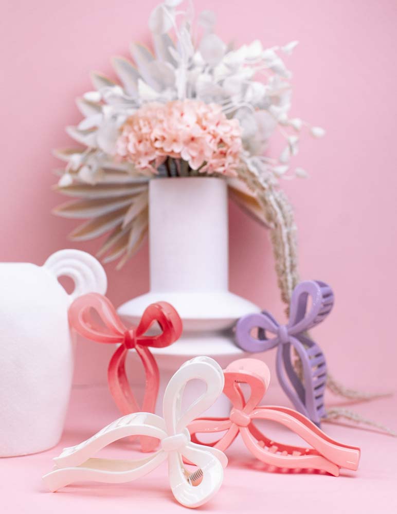 Ruffle + Bow Hair Clip