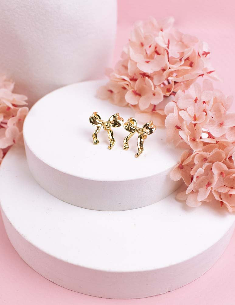 Ruffle + Bow Short Bowknot Earrings