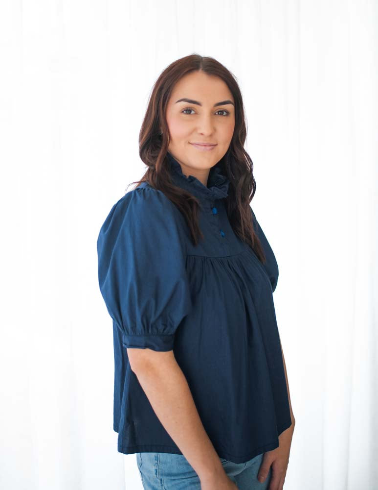 Clermont Frill Top - Navy