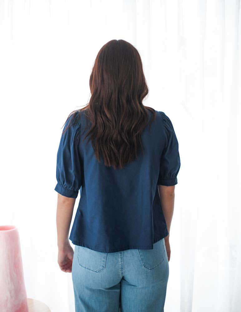 Clermont Frill Top - Navy