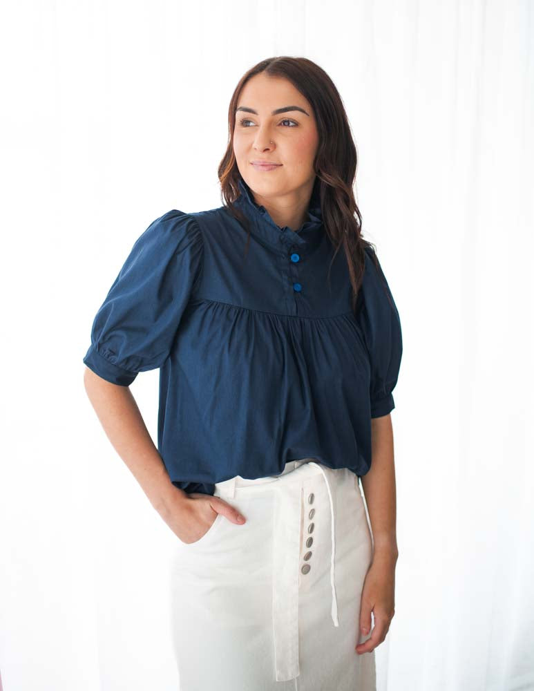 Clermont Frill Top - Navy