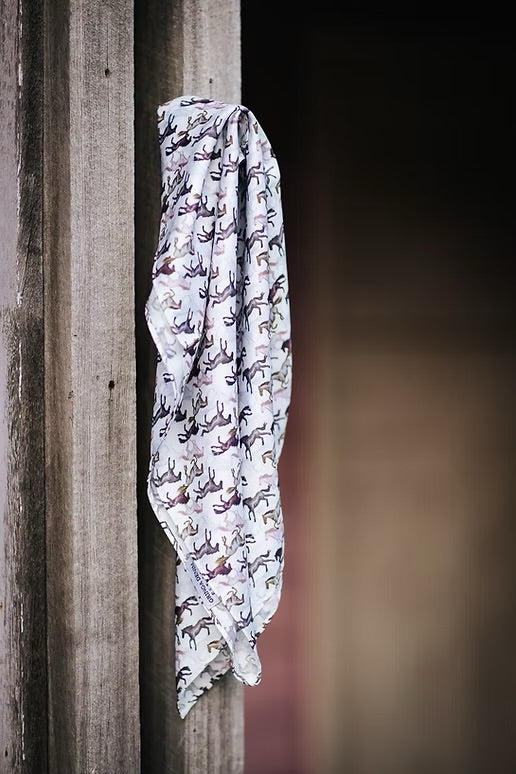 Brown Galloping Horse Silk Neck Scarf