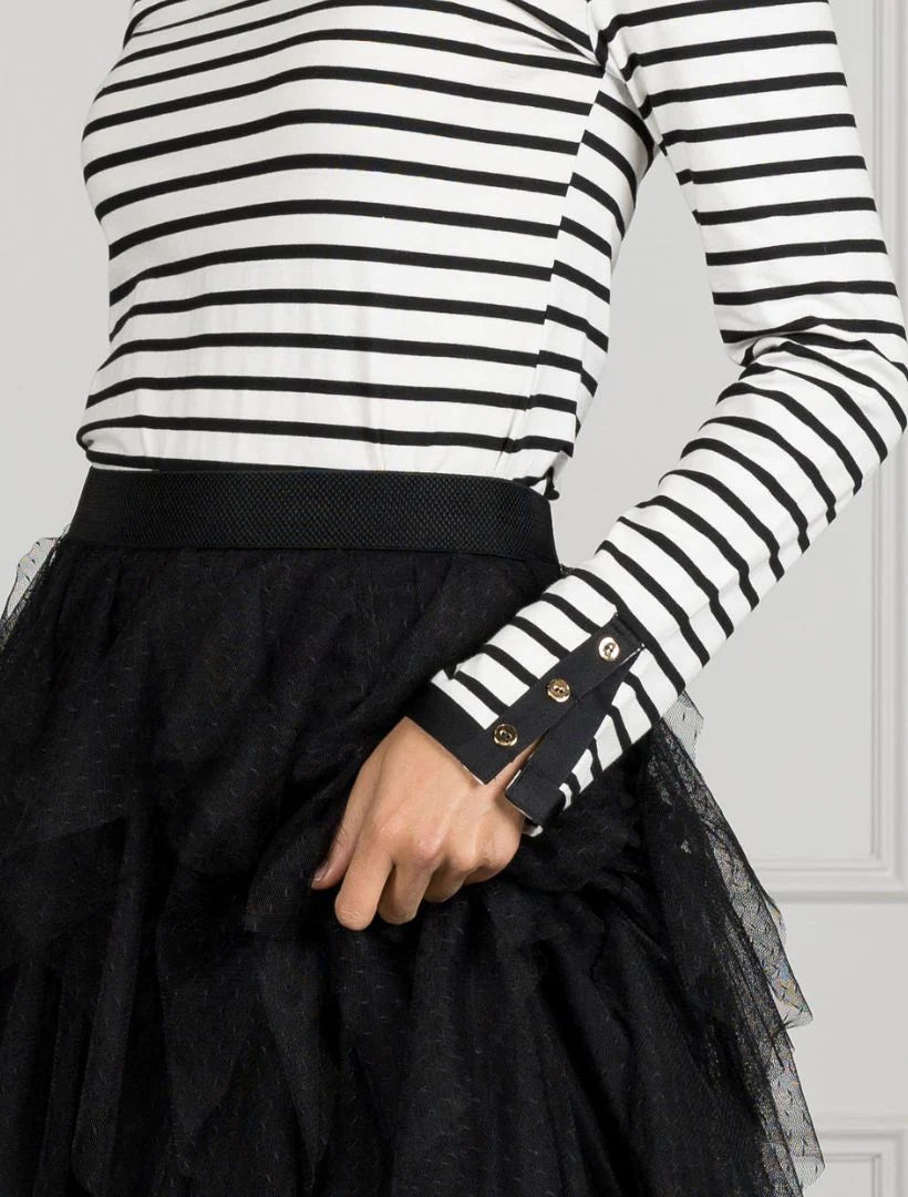 Paris Striped Tee Black White