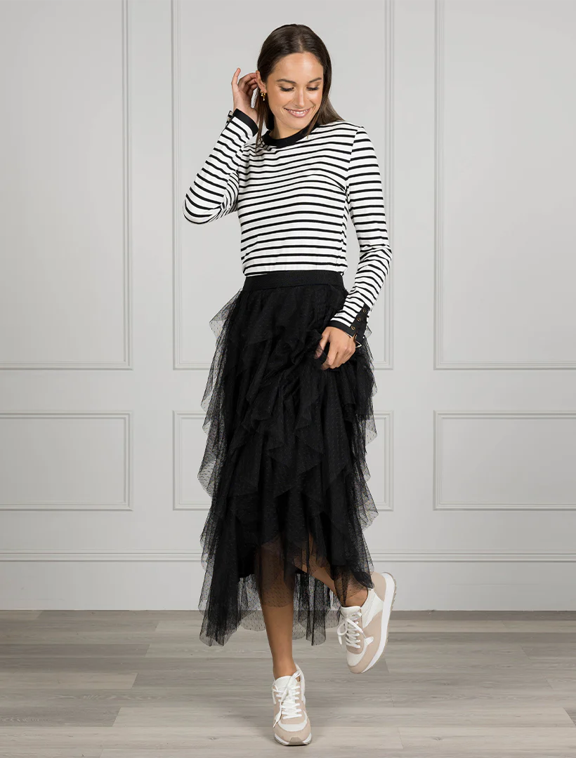 Paris Striped Tee Black White