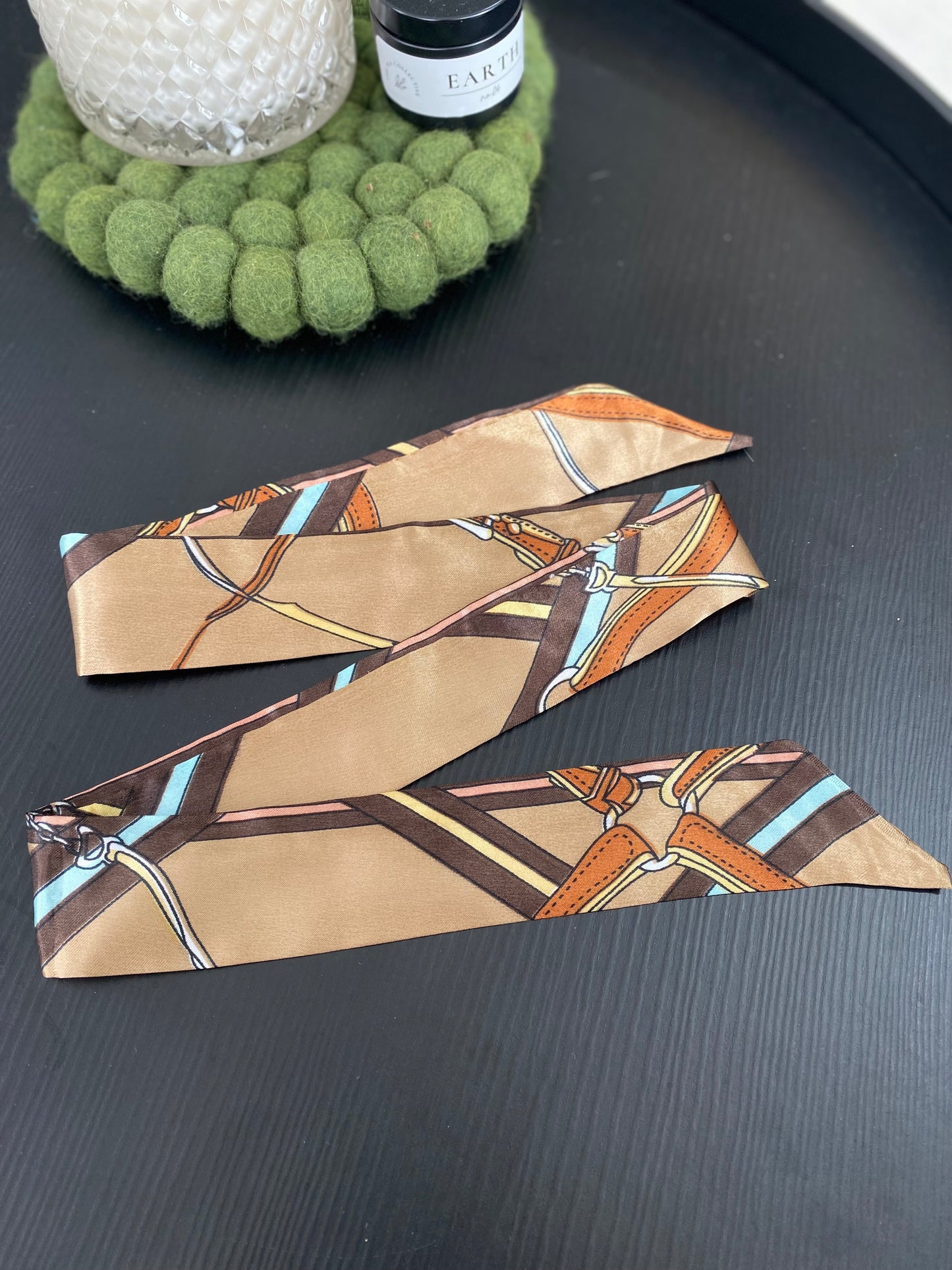 Tan Strap Twilly Scarf