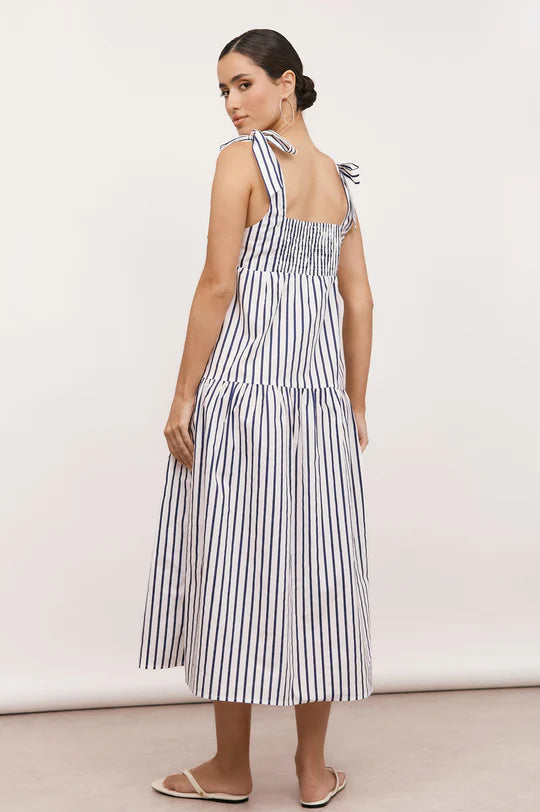 Noah Poplin Stripe Dress (Navy Stripe)