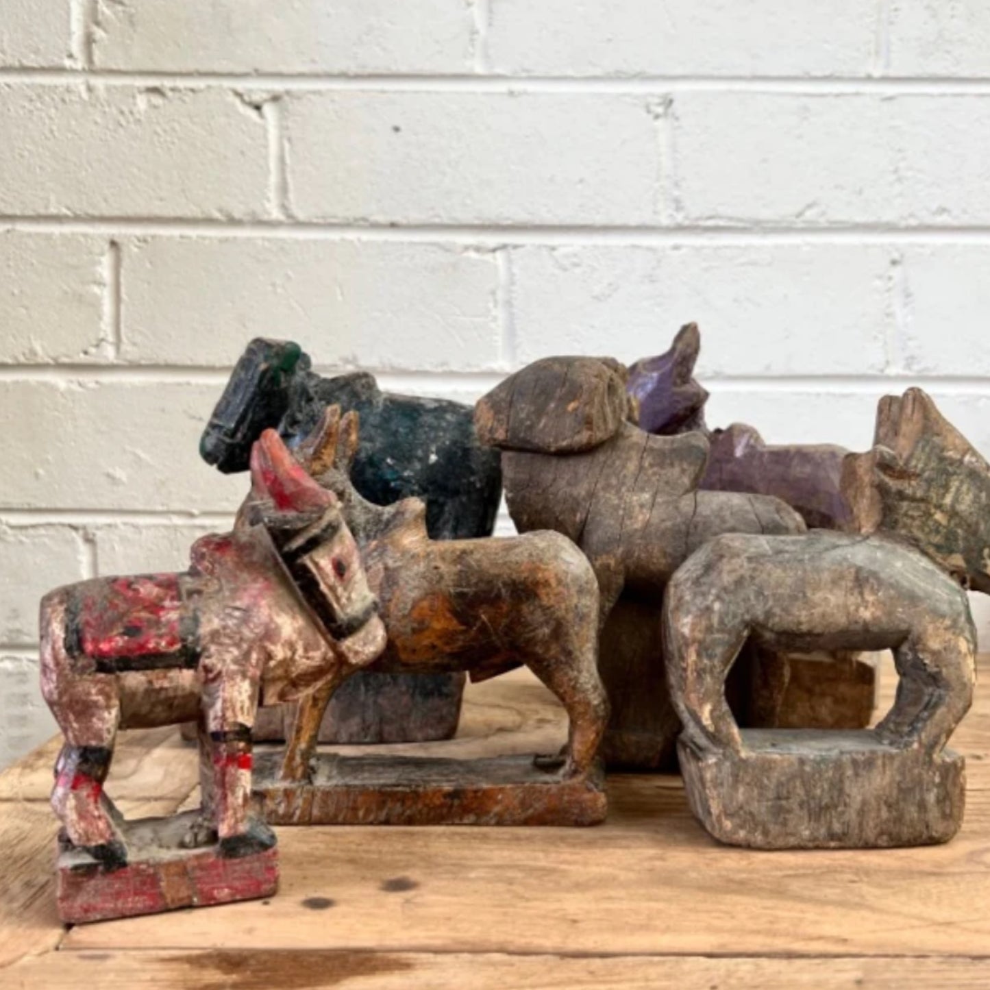 Carved wooden cow ornament large