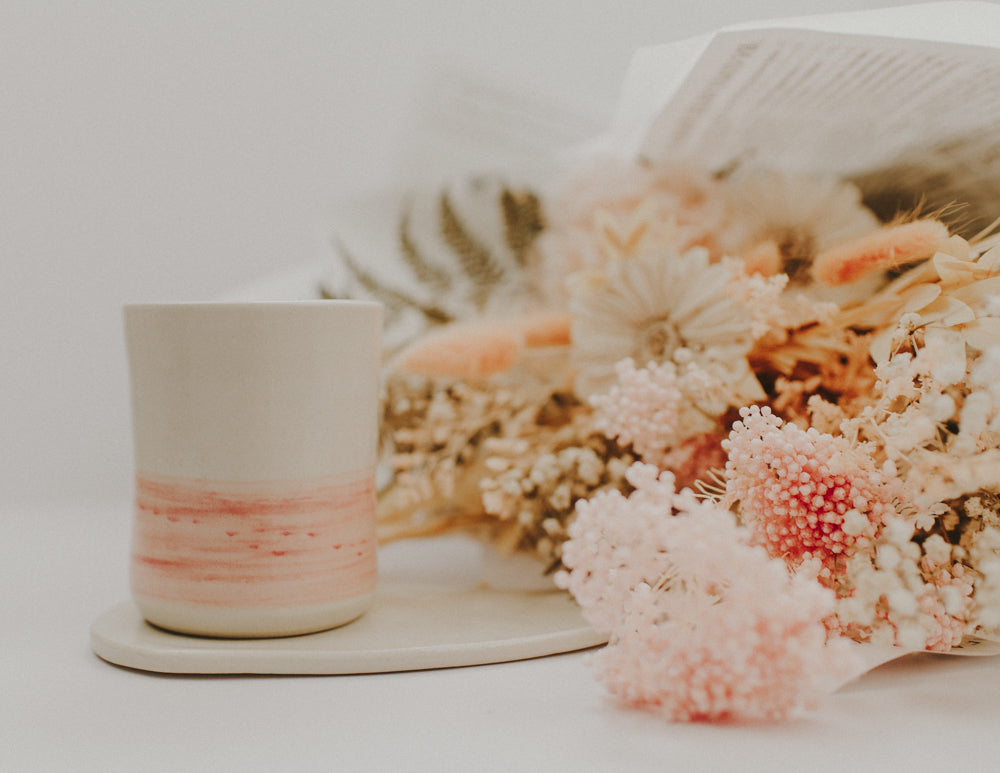 Handmade Mug and Plate Set (Pink)