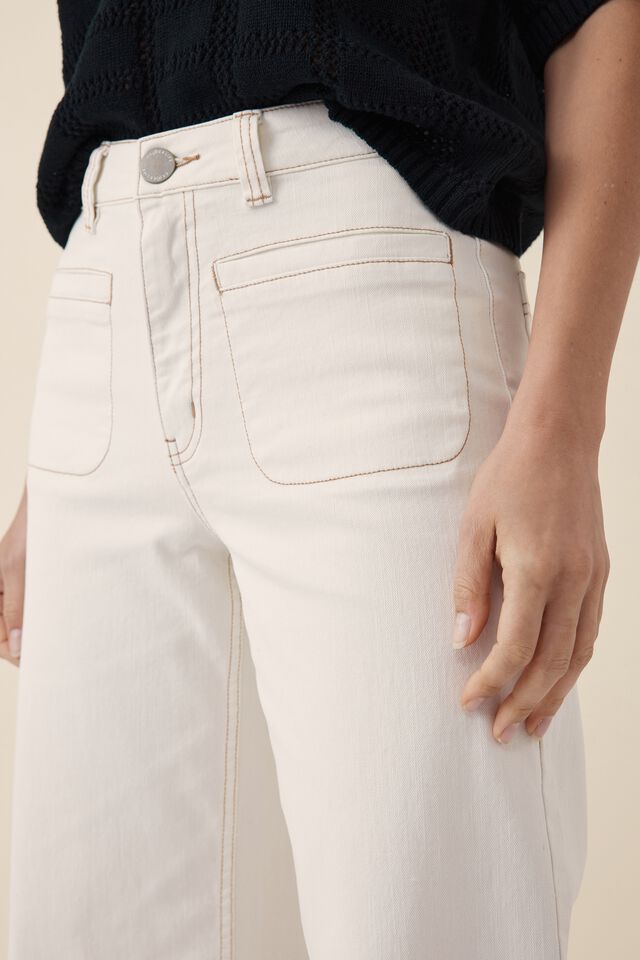 Wide Leg Pocket Jean - White