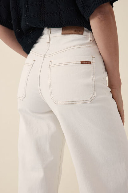 Wide Leg Pocket Jean - White