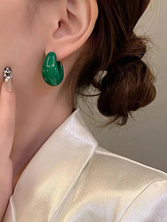 Green Minimalist Hoop Earrings