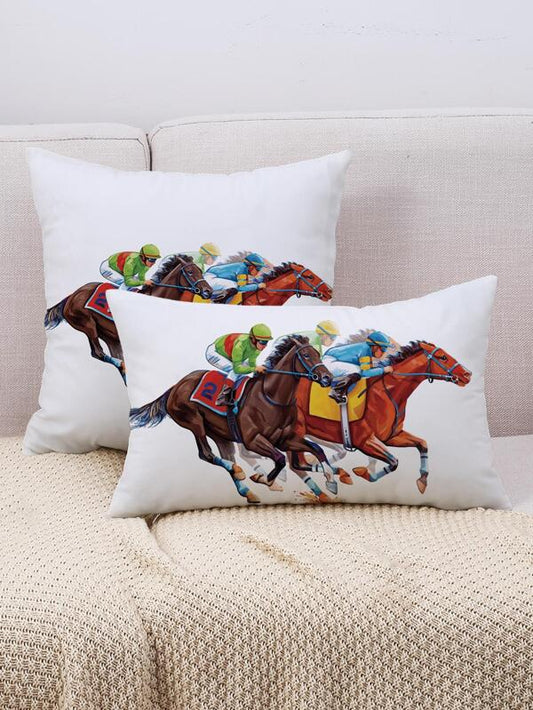 Horse Jockey Pillow Cover