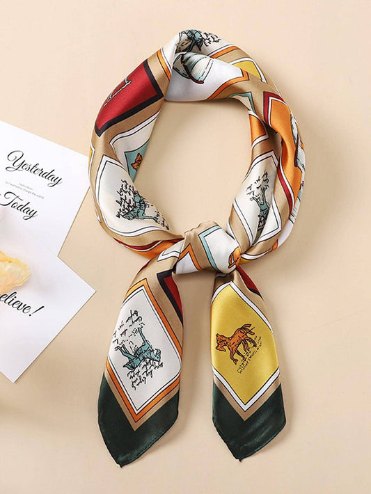 Square Equestrian Print scarf