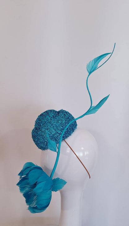 Glitter Blue flower Headwear Millinery