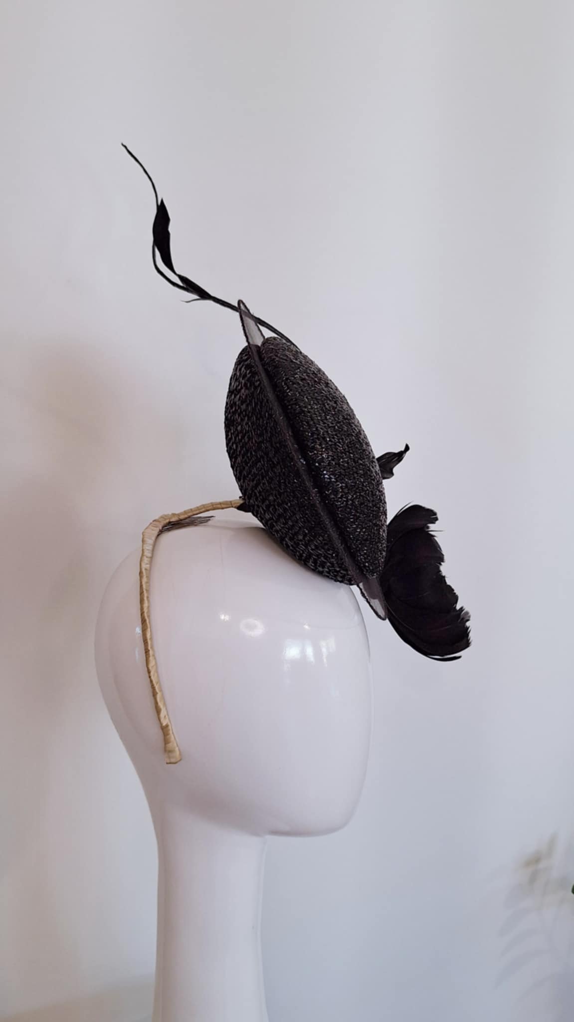Black Flower Percher Headwear Millinery