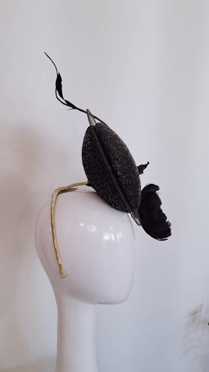 Black Flower Percher Headwear Millinery