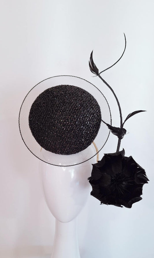 Black Flower Percher Headwear Millinery