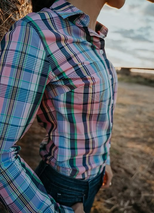 Pink Blue Purple Long Sleeve Top