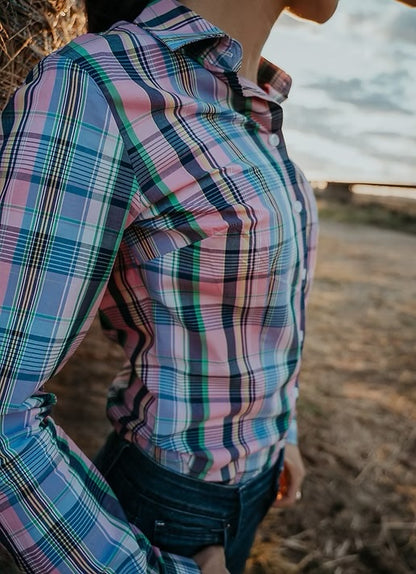 Pink Blue Purple Long Sleeve Top