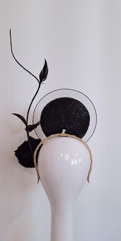 Black Flower Percher Headwear Millinery