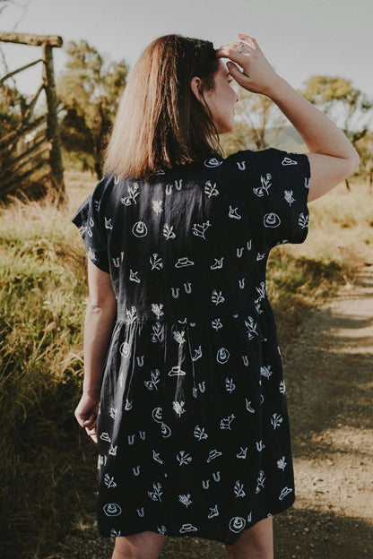 Lady Jane Eclipse Navy Organic Linen Dress