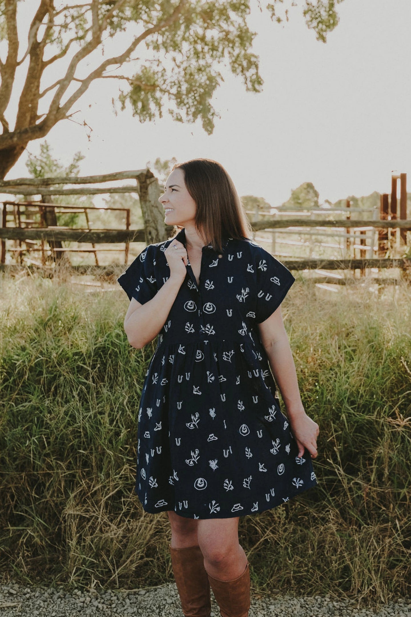 Lady Jane Eclipse Navy Organic Linen Dress