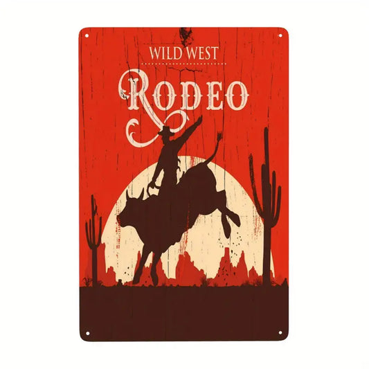 Western Rodeo Cowboy Tin Sign