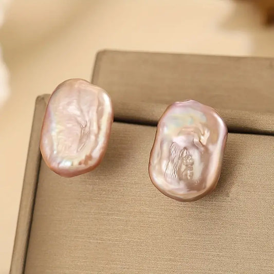 Pink Pearl Rectangle Earrings