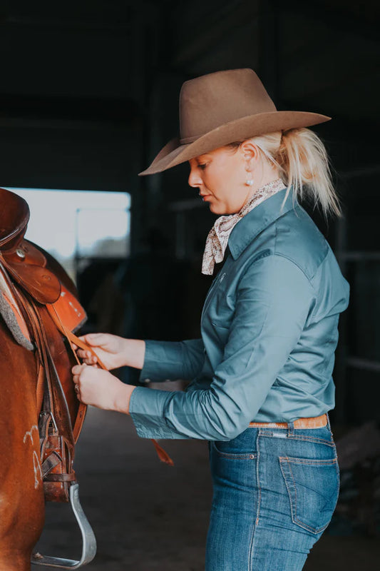 Ladies Classic Fit Long Sleeve Shirt - Dark Teal