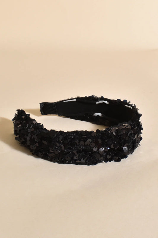 Sequin Twist Headband (Black)