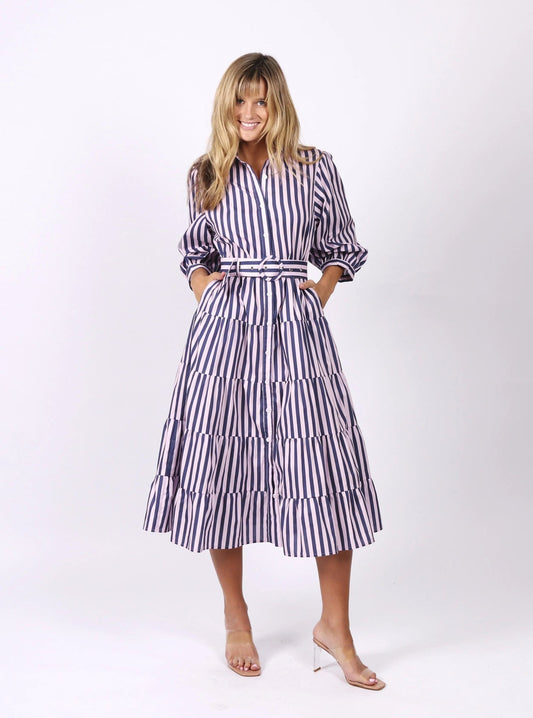 Peyton Dress (Pink Navy Stripe)