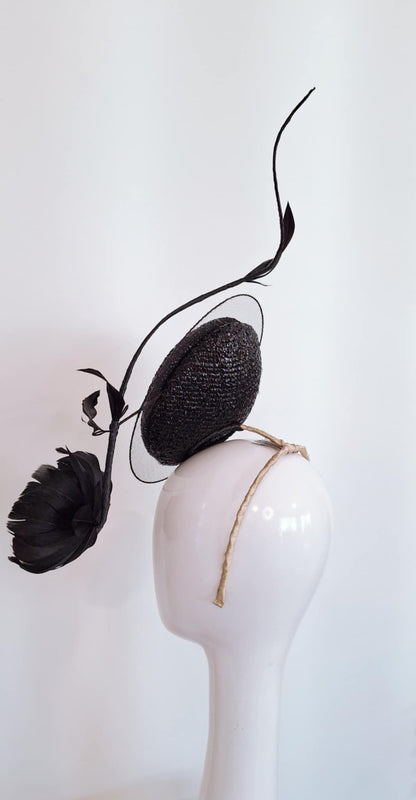 Black Flower Percher Headwear Millinery