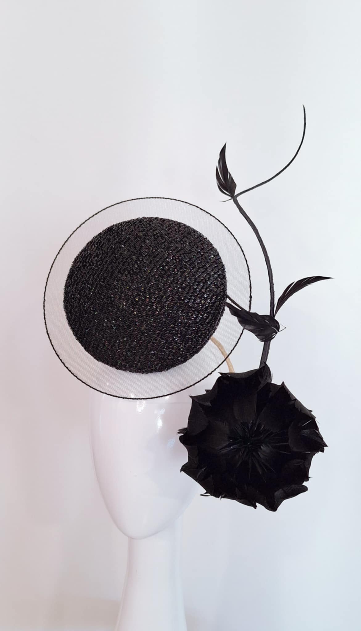 Black Flower Percher Headwear Millinery