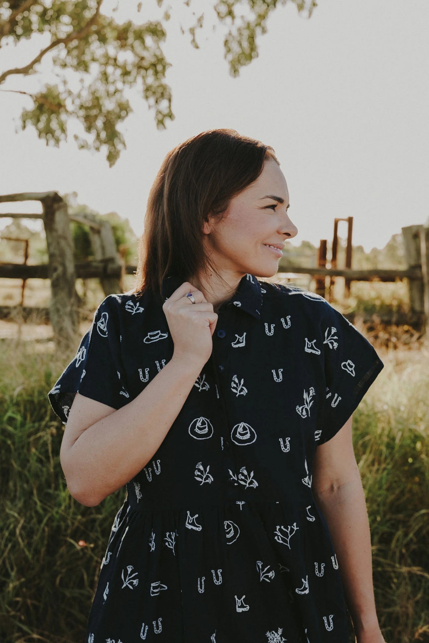 Lady Jane Eclipse Navy Organic Linen Dress