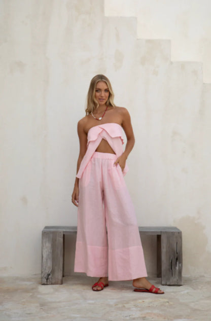 Daisy Top Linen-Pink