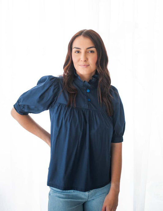 Clermont Frill Top - Navy