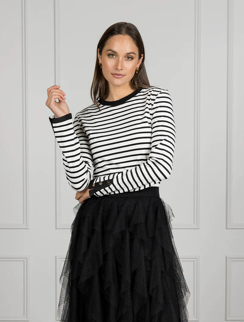 Paris Striped Tee Black White