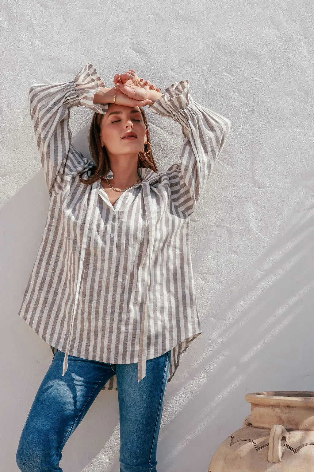 Sia Grey Stripe Top