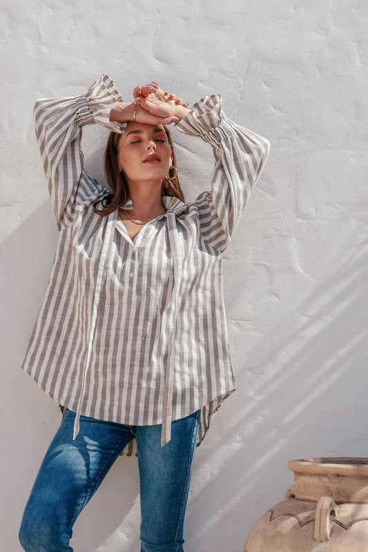 Sia Grey Stripe Top