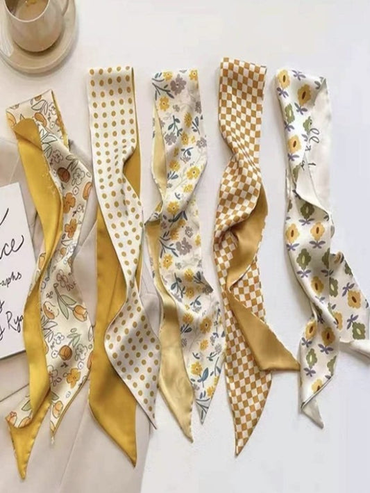 Yellow Pattern Twilly Scarf