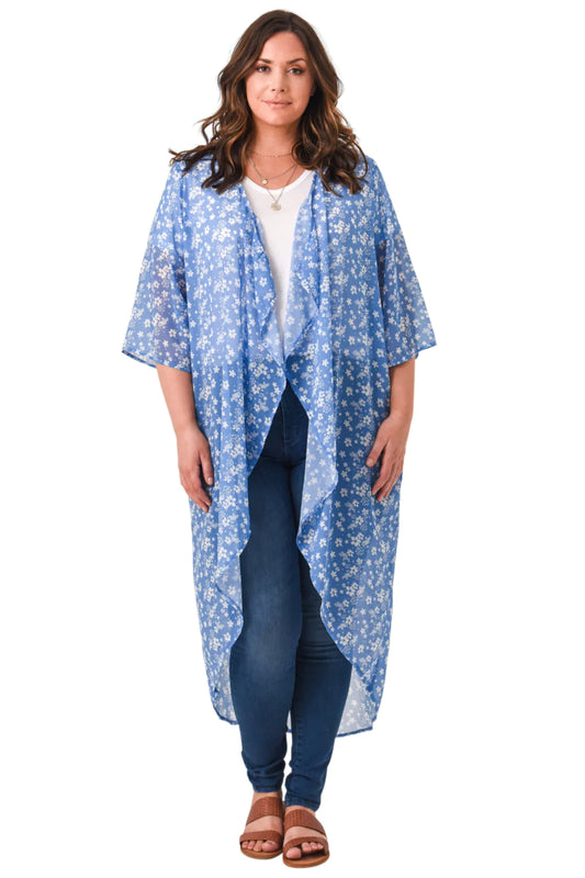 Blue Floral Kimono - Size XL