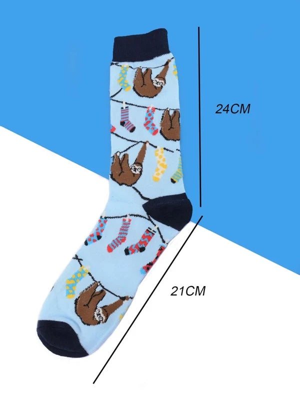 Sloth Cartoon Graphic Crew Socks