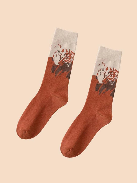 Brown Horse Pattern Socks